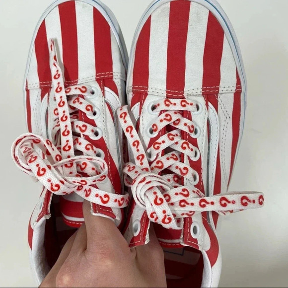 Vans x Where’s Waldo ? Red White Old Skool Textile Low Top Size 5.5 - Picture 7 of 10